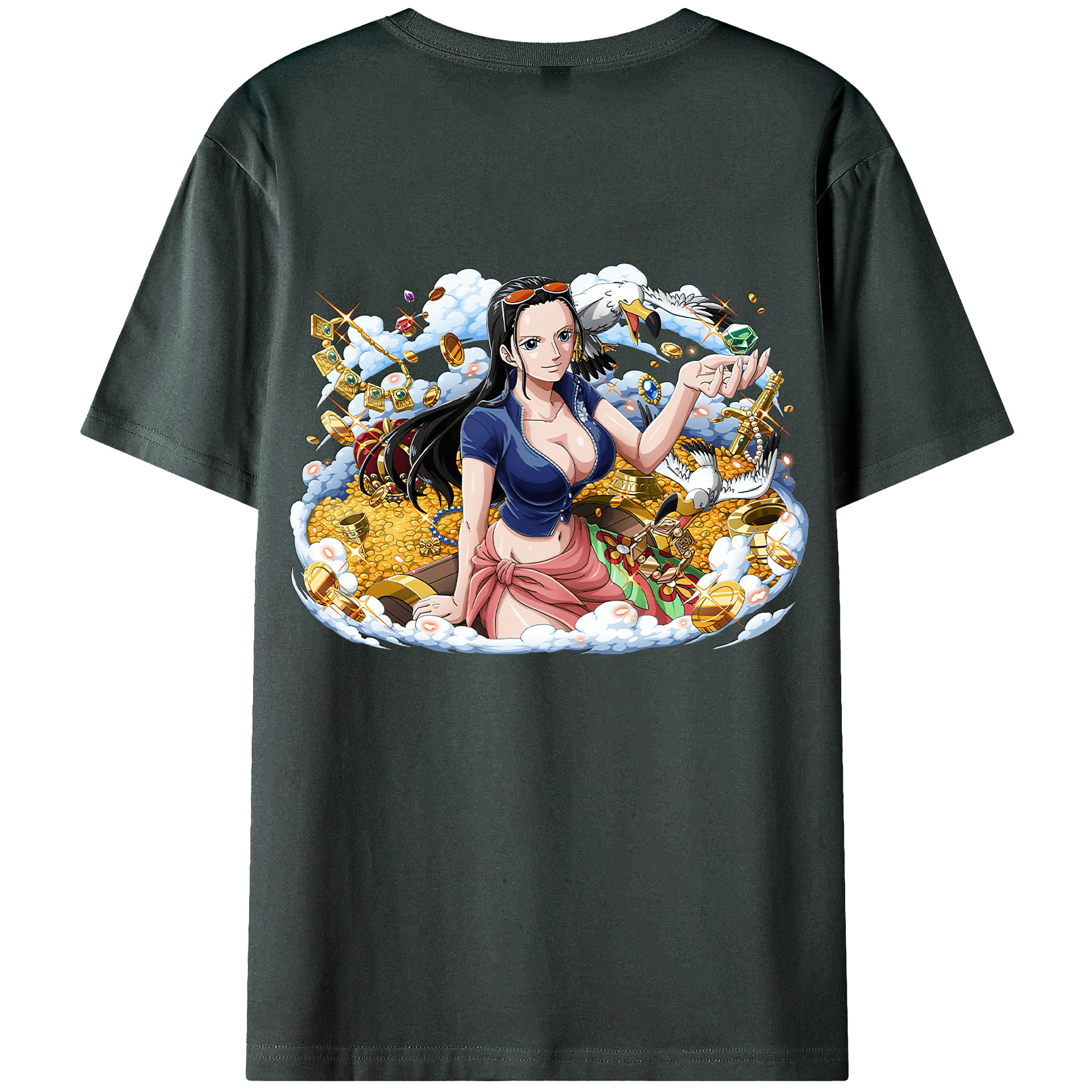 ワンピース ニコ・ロビン ONE PIECE Nico Robin 綿100％ メンズ半袖Tシャツ（バックプリント） 通気性